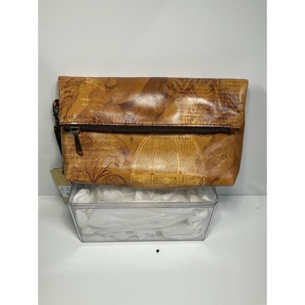 Patrisha Nash Map Print Leather Clutch Wristlet Bag Travel Theme Zippered‎ Pouch